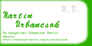 martin urbancsok business card